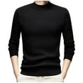 thumbnail image 1 of TFEOQRY Men's Crew Neck Sweater Solid Color Knit Long Sleeve Thicken Casual Pullover Fall Winter Warm Top Black, 1 of 8