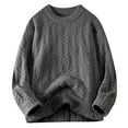 thumbnail image 1 of TFEOQRY Men's Crew Neck Textured Knit Sweater Long Sleeve Loose Solid Casual Pullover Fall Winter Top Gray-1, 1 of 5
