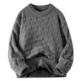 thumbnail image 1 of TFEOQRY Men's Crew Neck Textured Knit Sweater Long Sleeve Loose Solid Casual Pullover Fall Winter Top Gray-2, 1 of 5