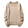 thumbnail image 1 of TFEOQRY Men's Crewneck Sweater Solid Color Long Sleeve Pullover Fall Winter Warm Basic Tops with Ribbing Edge Beige, 1 of 6