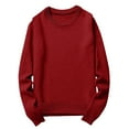 thumbnail image 1 of TFEOQRY Men's Crewneck Sweater Solid Color Long Sleeve Pullover Fall Winter Warm Basic Tops with Ribbing Edge Burgundy, 1 of 6