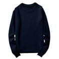 thumbnail image 1 of TFEOQRY Men's Crewneck Sweater Solid Color Long Sleeve Pullover Fall Winter Warm Basic Tops with Ribbing Edge Navy, 1 of 7