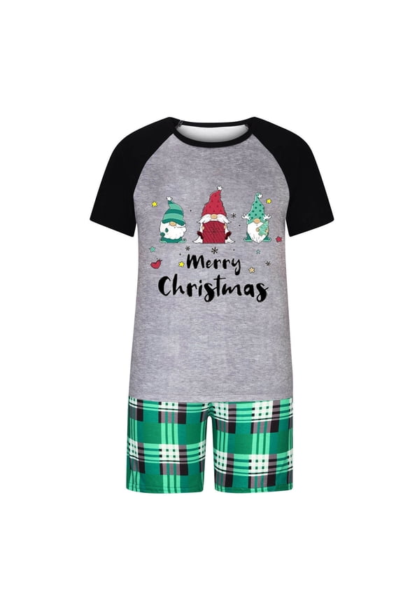 Men's Family Christmas Pajamas Matching Sets Christmas Plaid Printing Sleepwear Suit Blouse Tops+Pants Set Green(Dad)