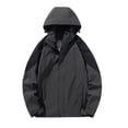 thumbnail image 1 of TFEOQRY Men's Fashion Hooded Outwear Coat Casual Solid Color Windproof Thermal Jacket with Pockets Long Sleeve Hooded Outwear Dark Gray, 1 of 4