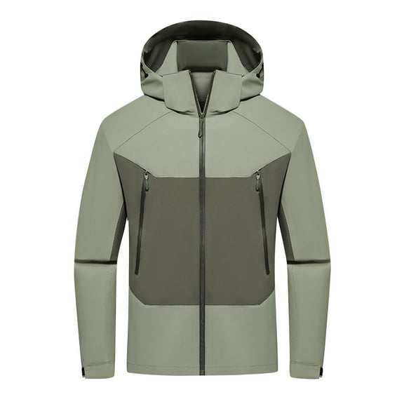 TFEOQRY Men's Fashion Hooded Outwear Coat Casual Solid Color Windproof Thermal Jacket with Pockets Long Sleeve Hooded Outwear Olive Green