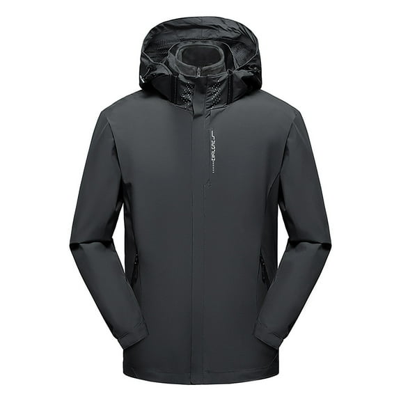 TFEOQRY Men's Fashion Jacket Coat Solid Color Zipper Casual Hoodie Outwear Long Sleeve Hooded Overcoat Dark Gray