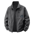thumbnail image 1 of TFEOQRY Men's Fleece Jacket Stand Collar Full Zip Chest Zipper Pocket Casual Fall Winter Warm Coat Gray, 1 of 9