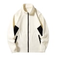 thumbnail image 1 of TFEOQRY Men's Fleece Jacket Stand Collar Full Zip Pockets Casual Outdoor Fall Winter Warm Coat White, 1 of 5