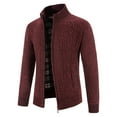 thumbnail image 1 of TFEOQRY Men's Full Zip Cardigan Sweater Cable Knit Stand Collar Long Sleeve Outerwear Fall Winter Warm Coat Burgundy, 1 of 9