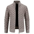 thumbnail image 1 of TFEOQRY Men's Full Zip Cardigan Sweater Woven Pattern Long Sleeve Knitted Outerwear Fall Winter Warm Jacket Gray, 1 of 9