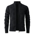 thumbnail image 1 of TFEOQRY Men's Full Zip Knitted Cardigan Stand Collar Long Sleeve Pockets Casual Fall Winter Thermal Sweater Jacket Dark Gray, 1 of 6