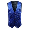 thumbnail image 1 of TFEOQRY Men's Gothic Vest Dress Medieval Court Dress Jacquard Retro Tailcoat Vest Sleeveless Hoodless Jackets Blue, 1 of 4