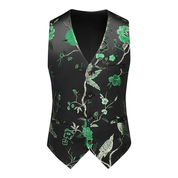 TFEOQRY Men's Gothic Vest Dress Medieval Court Dress Jacquard Retro Tailcoat Vest Sleeveless Hoodless Jackets Green