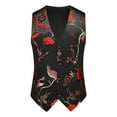 thumbnail image 1 of TFEOQRY Men's Gothic Vest Dress Medieval Court Dress Jacquard Retro Tailcoat Vest Sleeveless Hoodless Jackets Red, 1 of 5