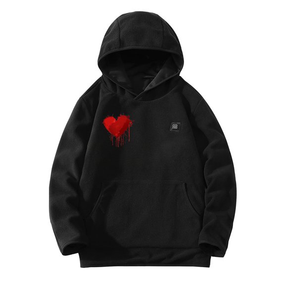 TFEOQRY Men's Heated Sweatshirt Simple and Fashionable Printed Shirts Single Control 7 Areas Heating Thermal Long Sleeve Hoodled Sweatshirt Black