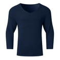 thumbnail image 1 of TFEOQRY Men's Hollow Knit Basic Tops V Neck Three Quarter Sleeve Casual Pullover Fall Winter Warm Sweater Navy, 1 of 6