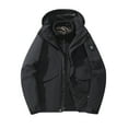 thumbnail image 1 of TFEOQRY Men's Hooded Coat Jacket Solid Color Zipper Windproof Jacket with Pockets Long Sleeve Hooded Outwear Black, 1 of 3