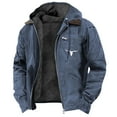 thumbnail image 1 of TFEOQRY Men's Hooded Jacket Fleece Lined Multiple Pockets Workwear Casual Coat Fall Winter Outerwear Navy, 1 of 3