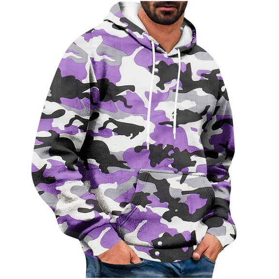 TFEOQRY Men's Hooded Sweatshirts Casual Drawstring Pullover with Pockets Long Sleeve Hooded Tops Sweatshirt Camouflage