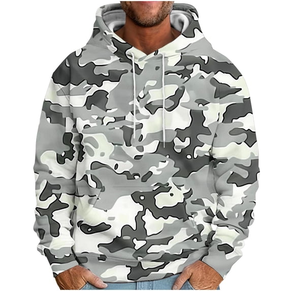 TFEOQRY Men's Hooded Sweatshirts Loose Camouflage Drawstring Printed Pullover Long Sleeve Hooded Tops Sweatshirt Multicolor