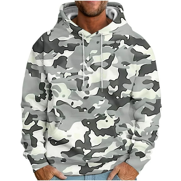 TFEOQRY Men's Hooded Sweatshirts Loose Camouflage Drawstring Printed Pullover Long Sleeve Hooded Tops Sweatshirt Multicolor