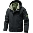 thumbnail image 1 of TFEOQRY Men's Hooded Windbreaker Waterproof Multi Pockets Outdoor Jacket Hiking Camping Warm Coat Black, 1 of 7