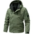 thumbnail image 1 of TFEOQRY Men's Hooded Windbreaker Waterproof Multi Pockets Outdoor Jacket Hiking Camping Warm Coat Olive Green, 1 of 6