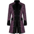 thumbnail image 1 of TFEOQRY Men's Jacket Coat Casual Long Top Outwear Long Sleeved Stand Up Collar Overcoat Purple, 1 of 7