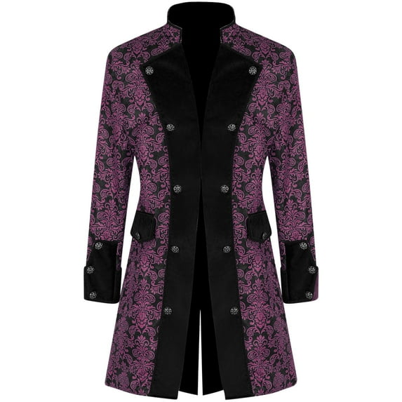 TFEOQRY Men's Jacket Coat Casual Long Top Outwear Long Sleeved Stand Up Collar Overcoat Purple