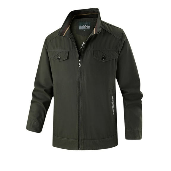 TFEOQRY Men's Jacket Coat Casual Loose Outwear Long Sleeved Round Neck Overcoat Olive Green