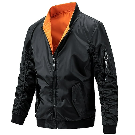 TFEOQRY Men's Jacket Coat Casual Solid Color Loose Outwear Long Sleeved Round Neck Overcoat Black