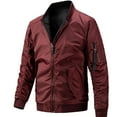 thumbnail image 1 of TFEOQRY Men's Jacket Coat Casual Solid Color Loose Outwear Long Sleeved Round Neck Overcoat Burgundy, 1 of 9