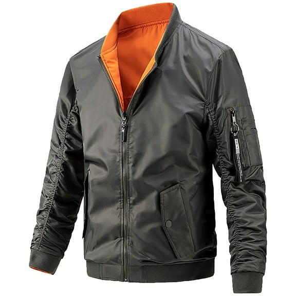 TFEOQRY Men's Jacket Coat Casual Solid Color Loose Outwear Long Sleeved Round Neck Overcoat Dark Gray