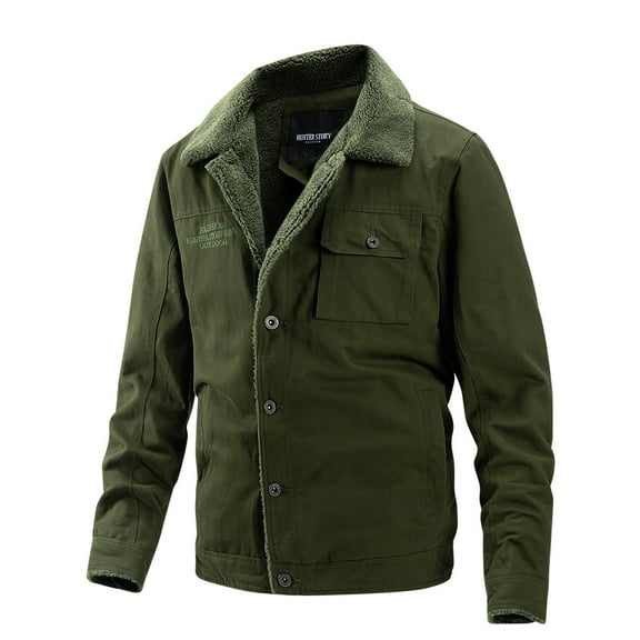 TFEOQRY Men's Jacket Coat Casual Solid Color Loose Outwear Long Sleeved Round Neck Overcoat Green