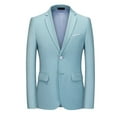thumbnail image 1 of TFEOQRY Men's Jacket Coat Solid Color Casual Slim Fit Outwear Long Sleeved Lapel Overcoat Sky Blue, 1 of 1