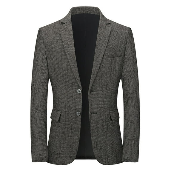 TFEOQRY Men's Knited Blazer Two Button Solid Vintage Suit Jacket Business Casual Sport Coat with Pockets Gray