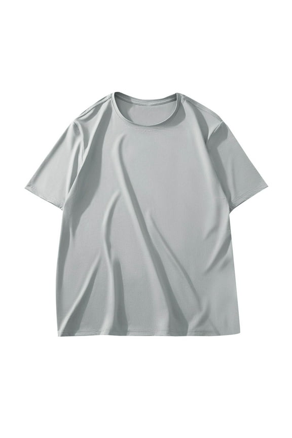 Men's Large Size Shirts Casual Fashion Solid Color Short Sleeved Round Neck Top