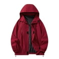 thumbnail image 1 of TFEOQRY Men's Lightweight Waterproof Windbreaker Hooded Zipper Pockets Outdoor Hiking Fishing Coat Red, 1 of 9