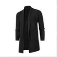 thumbnail image 1 of TFEOQRY Men's Long Length Cardigan Sweater Ribbed Knit Long Sleeve Outerwear Fall Winter Warm Sweater Black, 1 of 8
