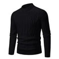 thumbnail image 1 of TFEOQRY Men's Mock Neck Cable Knit Sweater Ribbed Long Sleeve Casual Pullover Fall Winter Warm Top Black, 1 of 6