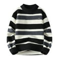 thumbnail image 1 of TFEOQRY Men's Mock Neck Striped Sweater Wave Ribbed Knit Long Sleeve Textured Casual Pullover Fall Winter Top Black, 1 of 9
