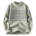 thumbnail image 1 of TFEOQRY Men's Mock Neck Sweater Knit Long Sleeve Geometric Print Striped Casual Pullover Fall Winter Top Khaki, 1 of 6