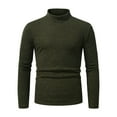 thumbnail image 1 of TFEOQRY Men's Mock Neck Sweater Solid Color Ribbed Knit Long Sleeve Pullover Fall Winter Warm Tops Olive Green, 1 of 7