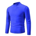 thumbnail image 1 of TFEOQRY Men's Mock Neck Sweater Solid Color Ribbing Edge Knit Long Sleeve Casual Pullover Fall Winter Top Blue, 1 of 5