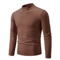 thumbnail image 1 of TFEOQRY Men's Mock Neck Sweater Solid Color Ribbing Edge Knit Long Sleeve Casual Pullover Fall Winter Top Coffee, 1 of 5