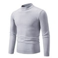 thumbnail image 1 of TFEOQRY Men's Mock Neck Sweater Solid Color Ribbing Edge Knit Long Sleeve Casual Pullover Fall Winter Top Gray, 1 of 4