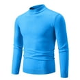 thumbnail image 1 of TFEOQRY Men's Mock Neck Sweater Solid Color Ribbing Edge Knit Long Sleeve Casual Pullover Fall Winter Top Sky Blue, 1 of 5