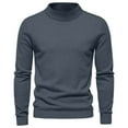 thumbnail image 1 of TFEOQRY Men's Mock Neck Sweater Solid Knitted Long Sleeve Pullover Fall Winter Thermal Basic Tops Dark Gray, 1 of 3