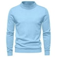 thumbnail image 1 of TFEOQRY Men's Mock Neck Sweater Solid Knitted Long Sleeve Pullover Fall Winter Thermal Basic Tops Light Blue, 1 of 3