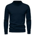 thumbnail image 1 of TFEOQRY Men's Mock Neck Sweater Solid Knitted Long Sleeve Pullover Fall Winter Thermal Basic Tops Navy, 1 of 3